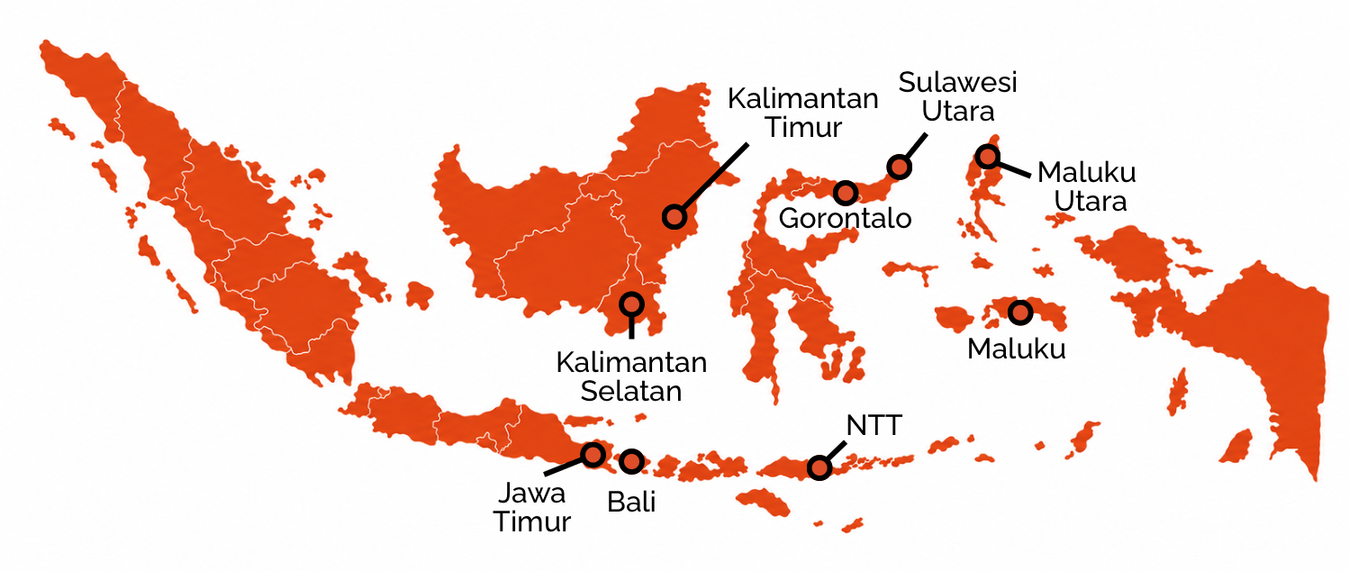 Peta jaringan operasional Kayam di Indonesia